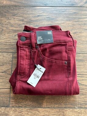 Express Skinny Mid Rise Jeans - Wine